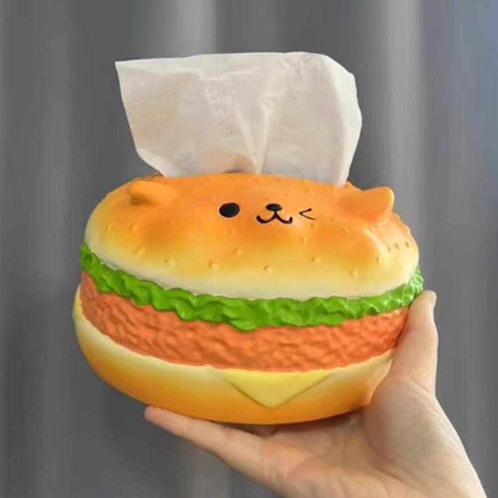Figure Model Burger Dog Tissue Box Decorative Hamburger Fun Tissue Box  Home Decoration