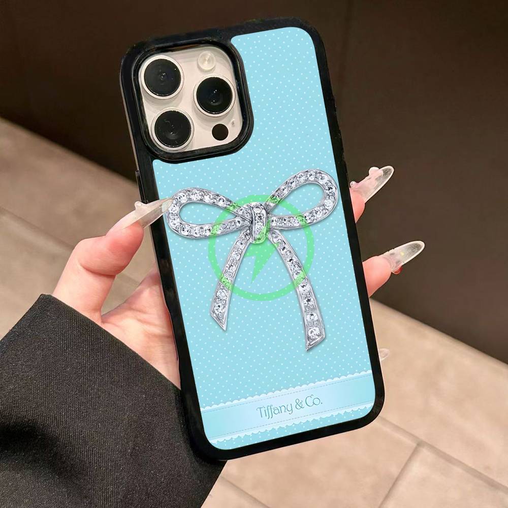 Чехол T-tiffanyS с логотипом для Magsafe, магнитный, беспроводная зарядка, для iPhone 11 12 13 14 15 16 17 Pro Max Plus