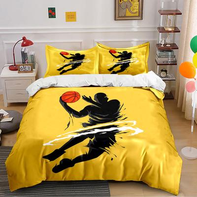 Basketball Player Silhouette Bedding Duvet Cover Set (1*Duvet Cover 2*Pillowcases, Without Duvet Insert)