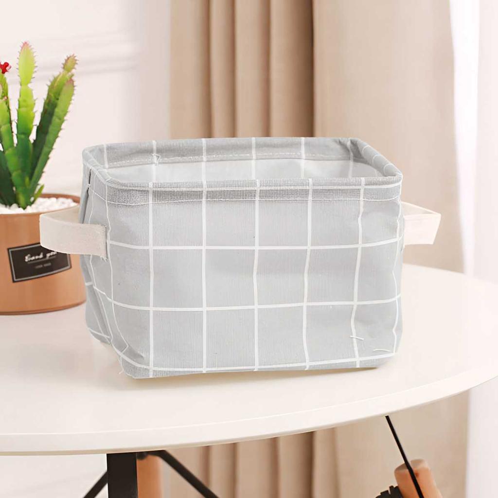 Multifunctional Printed Cotton and Linen Desktop Storage Box with Handle Small Fresh Fabric Storage Basket To Organize Sundries
