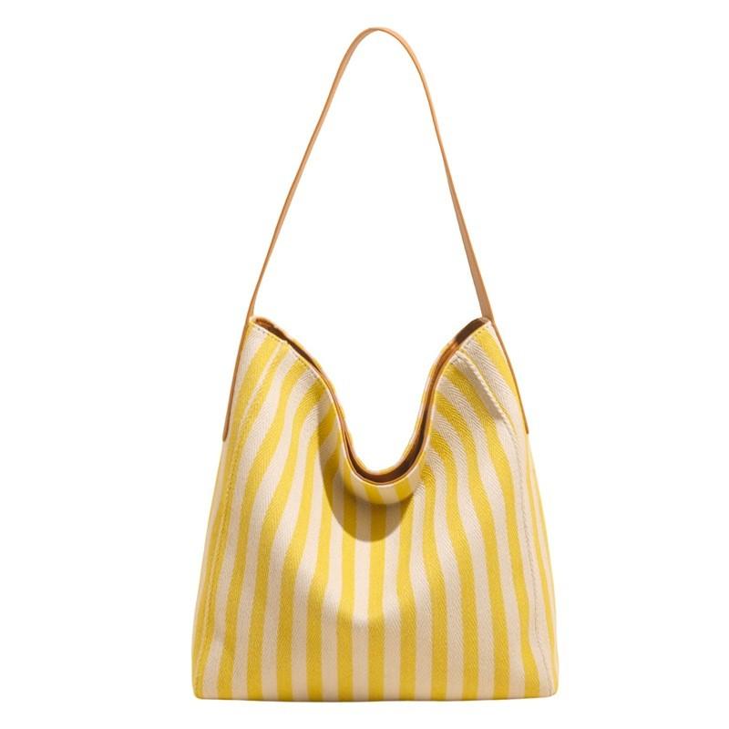 Modern Canvas Bag With Contrasting Stripes And Inner Zipper Pocket For Work And Casual