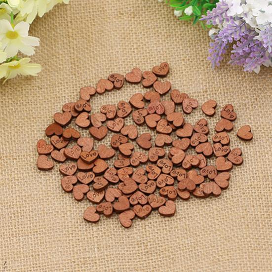100Pcs/Lot Love Heart Shape Wood Sewing Appointment Wedding Decoration Buttons