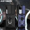 KEYSION Противоударный защитный чехол для VIVO V30 Pro 5G, слайдер, защитное кольцо для камеры, подставка, задняя крышка для телефона для VIVO V30 5G