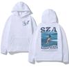 Autumn and winter SZA sweatshirt music album SOS graphic print Men's and women'ssuperlarge cap sweatshirt Hip-hop sweatshirt