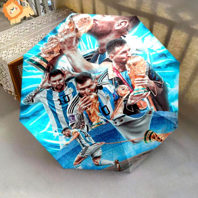 Lionel Messi: Art Football Folding umbrella durable 8 paraphenoid bones outdoor Umbrella travel