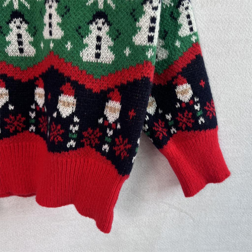 Christmas Sweater Autumn and Winter New Style Knitted Jacquard Acrylic Loose High Neck Long Sleeved Lazy Pullover New Year Sweater 3528