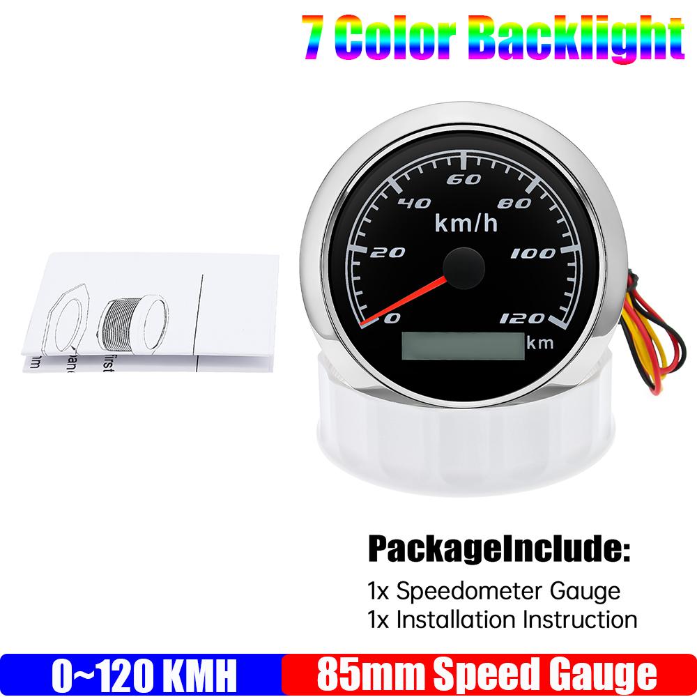 ZMFJH 30KMH-300KMH 85mm Analog Pulse Speedometer Gauge 7 Color Light Speed Meter Pulse Signal Speedometer Car Boat Yacht 12V24V