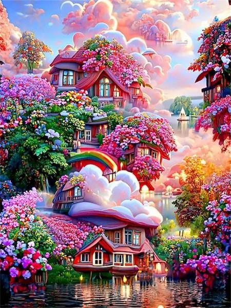 Набор для алмазной живописи «Цветочная фантазия» Полный квадратный круглый вышитый мозаичный дом Пейзаж Домашний декор