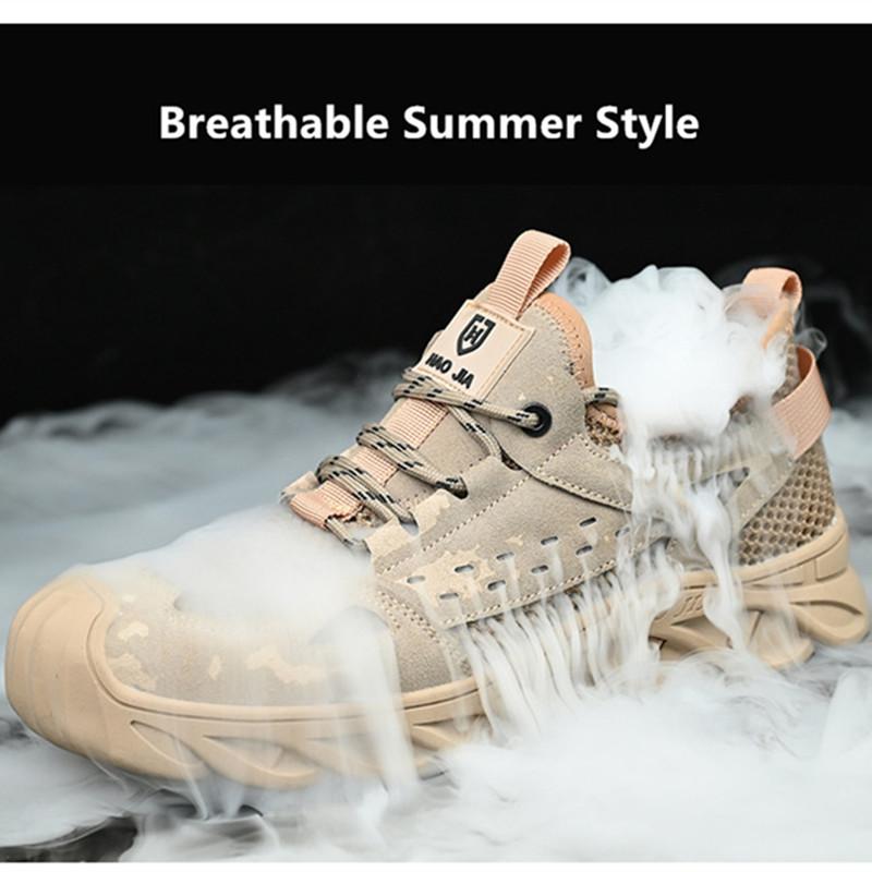 Summer Work Shoes for Men Breathable Safety Shoes Anti-puncture Steel Toe Cap Work Sneakers Working Shoes with Summer Protection