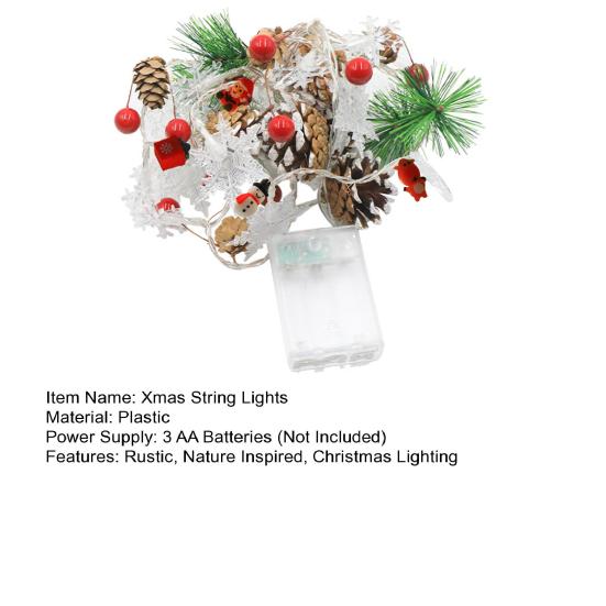 Гирлянда в виде снежинки 6,5 футов 20 светодиодных теплых огней Рождественский венок в виде шишки на батарейках Праздничный