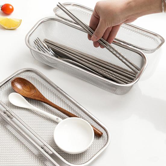 Stainless Steel Mesh Utensil Basket Dishwasher Safe Drying Rack