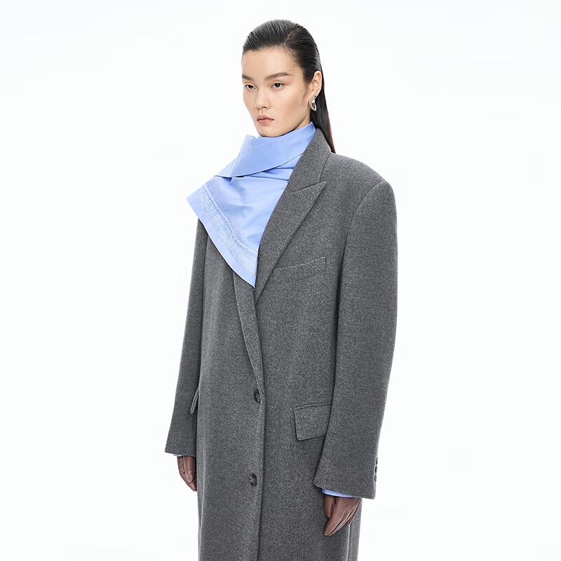 JNBY 2025 Winter 100% Wool Loose Long Overcoat