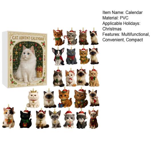 Рождественский Адвент-календарь для любителя кошек ПВХ украшение для декора елки 24-дневная коробка для отсчета времени подарок для детей семьи