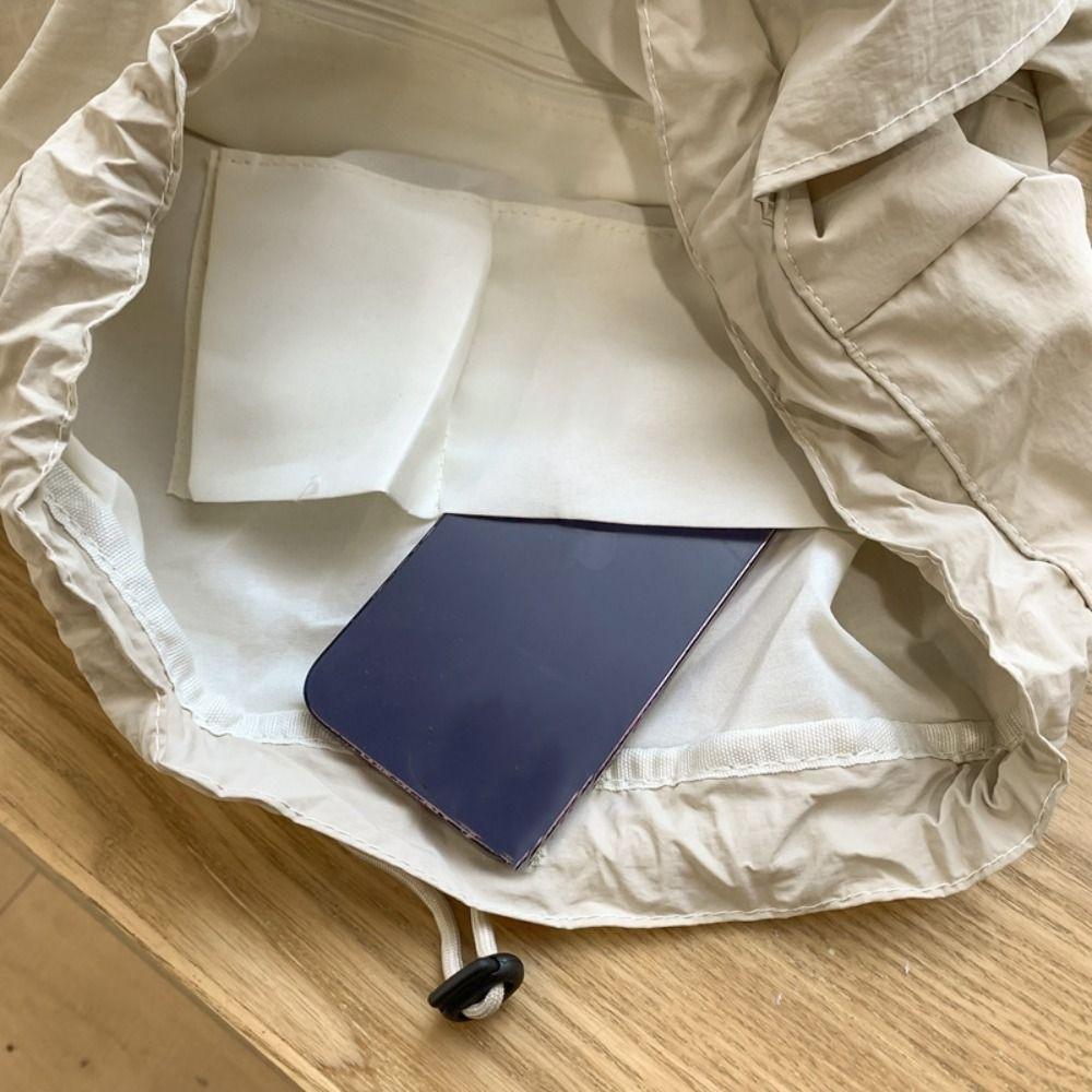 Lightweight Canvas Shoulder Bag Casual College Student Schoolbag Nylon Drawstring Backpack Travel