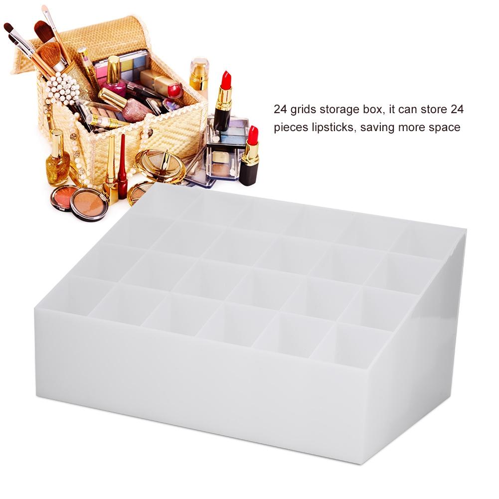 24 Grids Lipstick Holder Display Stand Cosmetic Organizer Makeup Storage Box