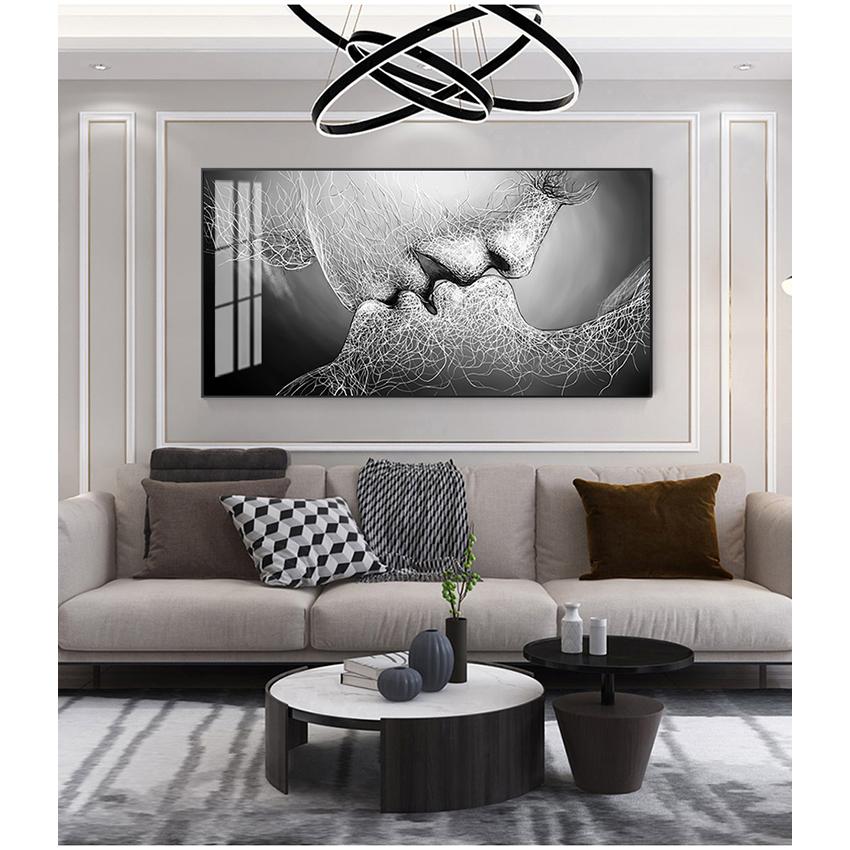 Украшение гостиной, настенное искусство, черный любовный поцелуй, холст, картина, абстрактный принт, плакат, фотографии, домашняя спальня