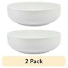 Набор из 2 белых круглых фарфоровых сервировочных мисок, безопасных для микроволновой печи, посудомоечной машины, духовки. Идеально подходит для подачи салатов, супов, хлопьев.