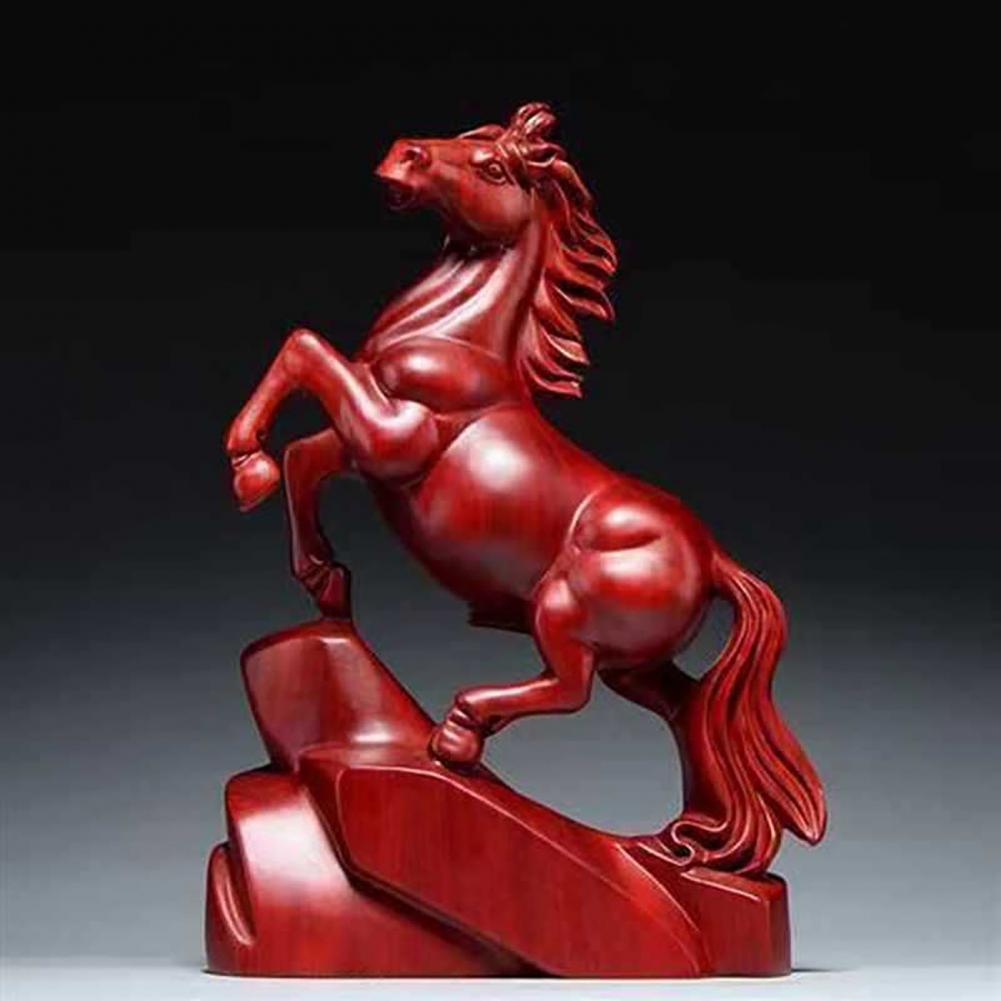 Feng Shui Horse Ornament Zodiac Horse Statue Wooden Horse Figurine for 2026 Chinese New Year Small Zodiac Sculpture for Wealth