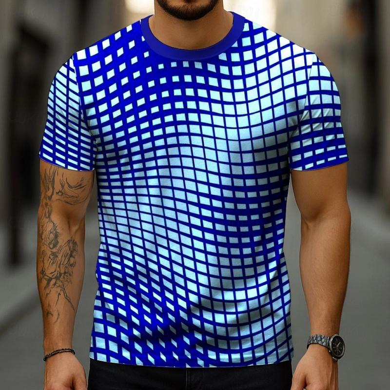 Fashion Creative Men's Diamond Plaid Printed T-shirt