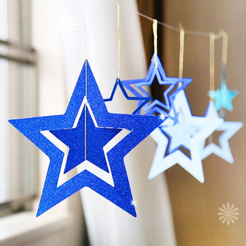 7pcs/lot Twinkle Star Paper Pendant Garland Ornaments Christmas Decorations for Home New Year Natal Noel Decor Navidad 2020