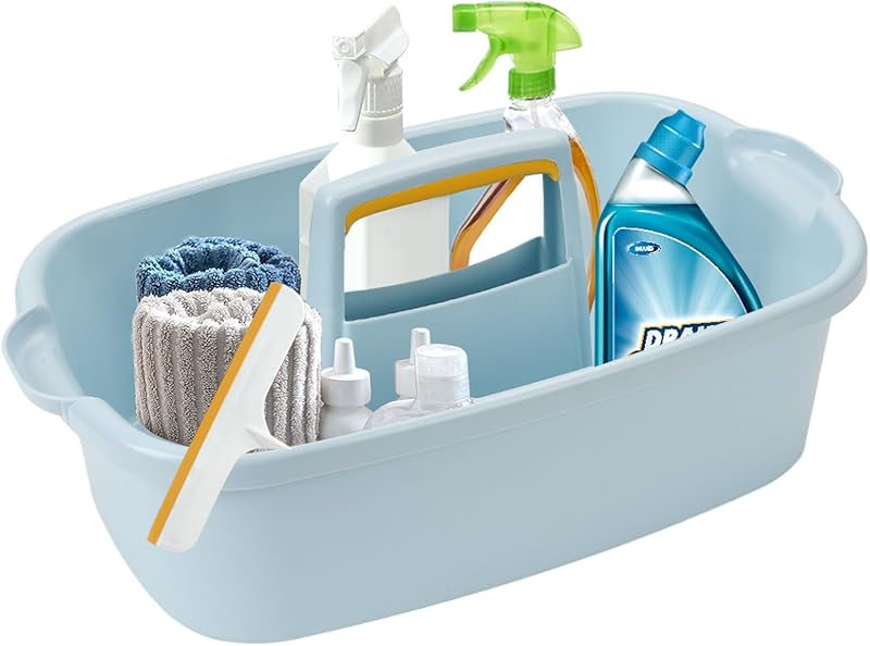 Cleaning Caddy Organizer with Handle, Plastic Tool Storage Cleaning Supply Caddy for College Dorm, Kitchen, Garden, Under Sink