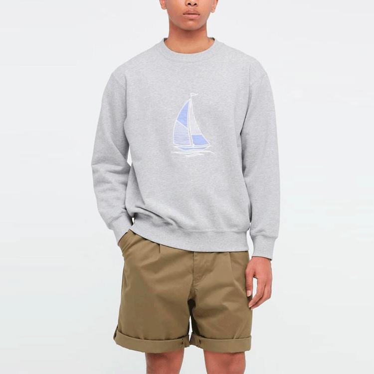 Uniqlo Серия Коллабораций JW Anderson Свитшот Свободного Кроя С Принтом С Длинным Рукавом Мужской свитшот Серый 449456-05
