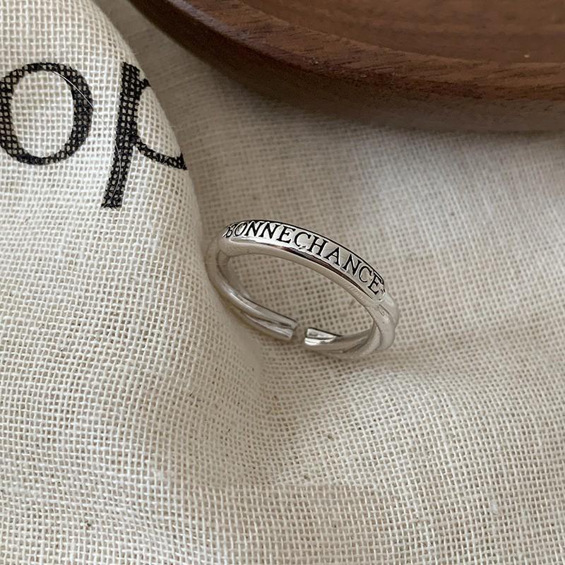 Кольцо в стиле ретро из серебра 925 пробы в корейском стиле — без выцветания, в стиле тяжелой промышленности для женщин