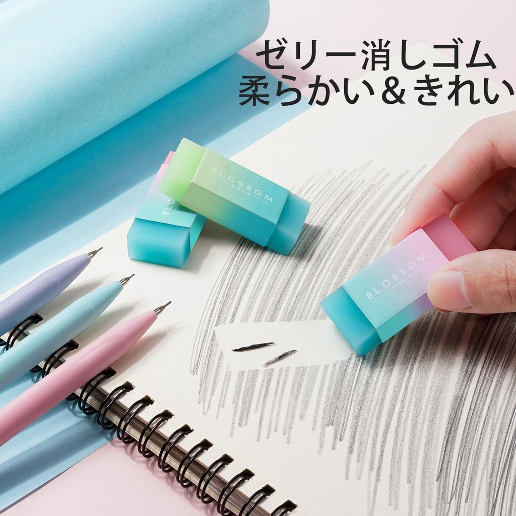 Four Candies Pastel Mechanical Pencil Set Easy to Write Includes 360 HB Leads and Eraser Cute Design for Girls and Boys School Stationery Set 6-Piece