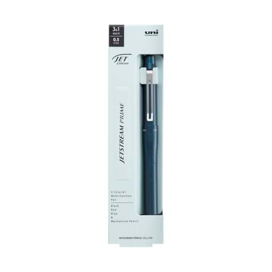 Многофункциональная ручка Mitsubishi Pencil Jetstream Prime 3&1, 0,5 мм, темно-синяя (MSXE455005D.9) - Плавное письмо, Тонкий корпус, Стильный зажим