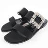 Pristine MANOLO BLAHNIK Sandals TITUBAFLAT Bijoux black silk 38 665.99WTIFCRE010 Used