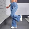 Джинсовые Расклешенные Брюки Женские С Дырками Джинсы Boot Cut Потертые Уличный Стиль Высокая Талия Эластичные Стиранные Винтажные Брюки Полной Длины