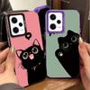 Черный Кот Мультяшный Милый Мягкий Чехол для Телефона для Samsung Galaxy S24 S25 FE S26 Edge S23 Ultra S22 Plus S21 + Ударопрочный Чехол Задняя Сторона