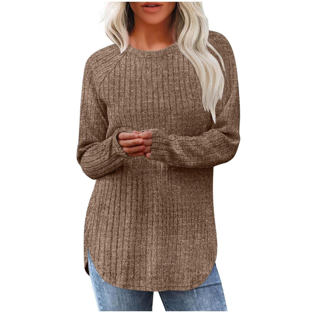 Sweatshirts For Women Long Sleeve -Neck Pullover Casual Solid Tunic Tops