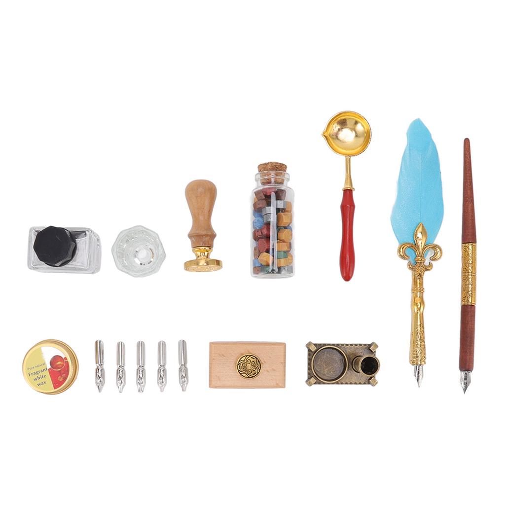 Набор ручек в европейском стиле, элегантный винтажный набор гусиных ручек с промокашкой и ложкой для плавления воска 5 шт.
