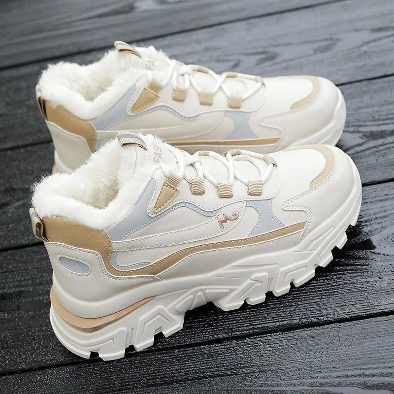 Модная зимняя женская обувь, новые хлопковые туфли на платформе, женские повседневные кроссовки на шнуровке, ботильоны, кроссовки для женщин, теплые зимние ботинки