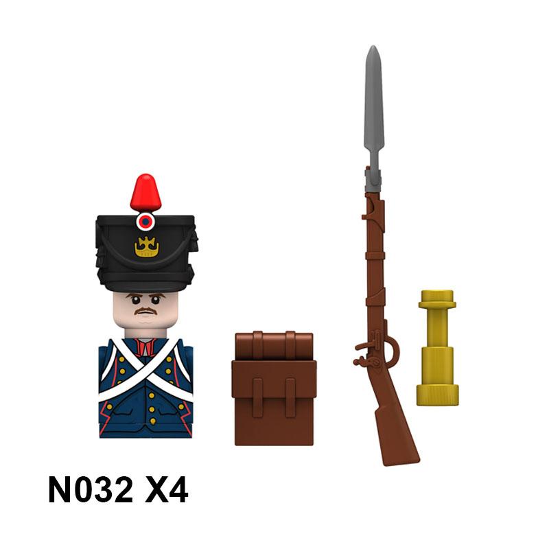 4pcs Military Building Blocks Medieval Knights Duke Marshal Figures Napoleonic Wars Weapons Sword Flags Shoulder Armor Cape Brick MOC