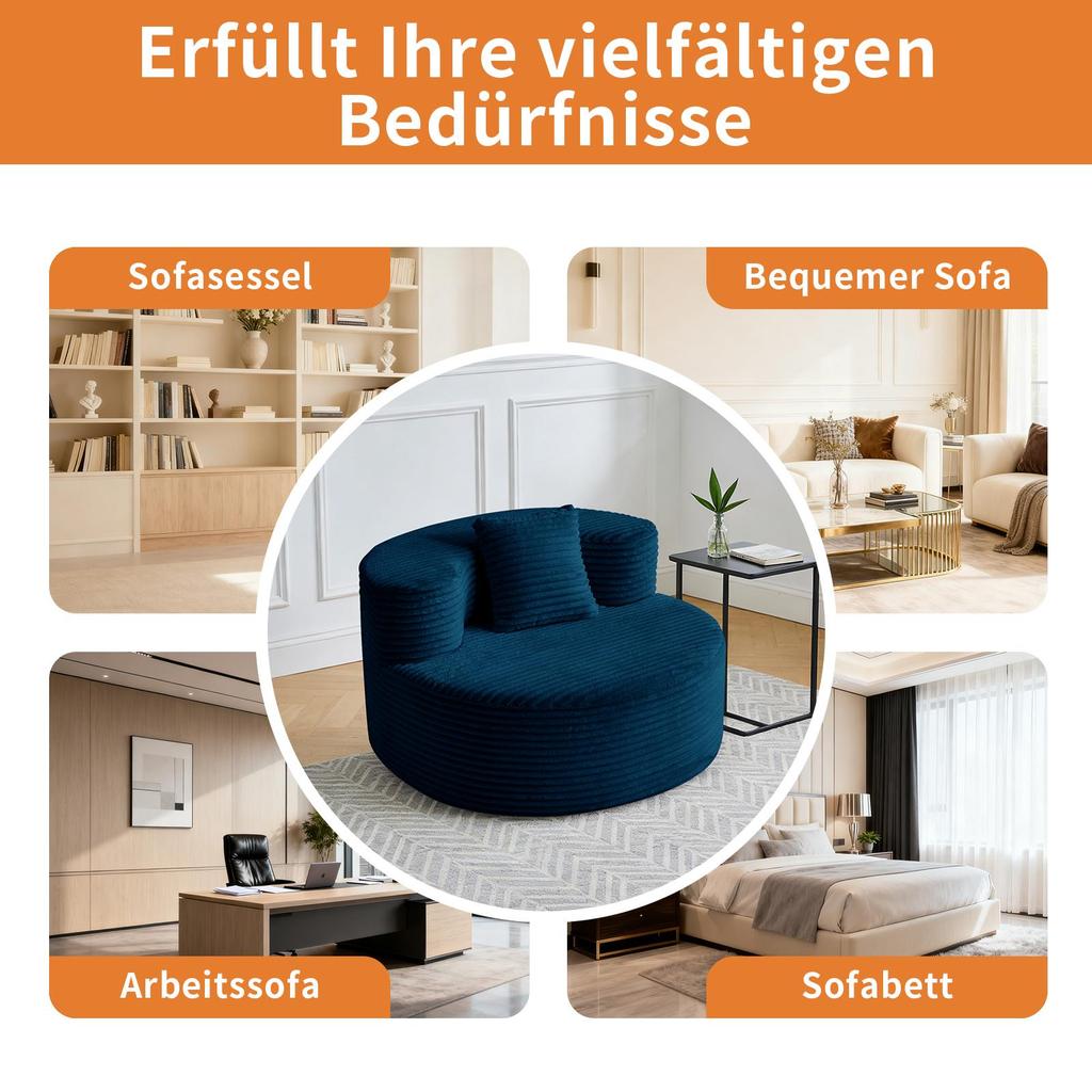 Ultra-soft single sofa with backrest, high-resilience foam.