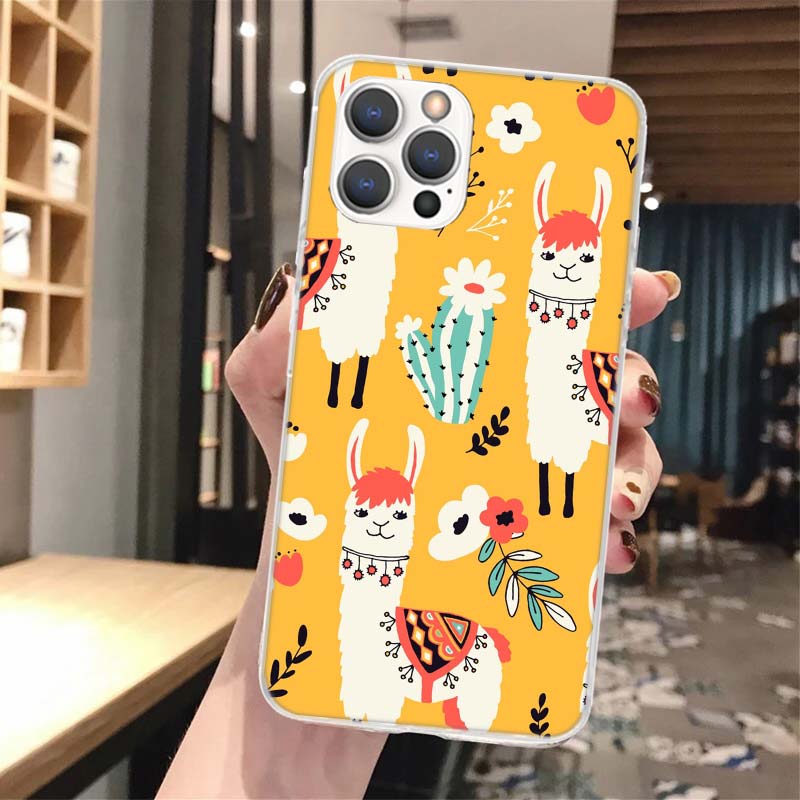 Чехол для телефона с ламами, альпаками, мягкий, для iPhone 16 15 14 13 12 11 Pro Max X XR XS 7 Plus 8 + SE 2020, с узором, индивидуальная крышка 14 1