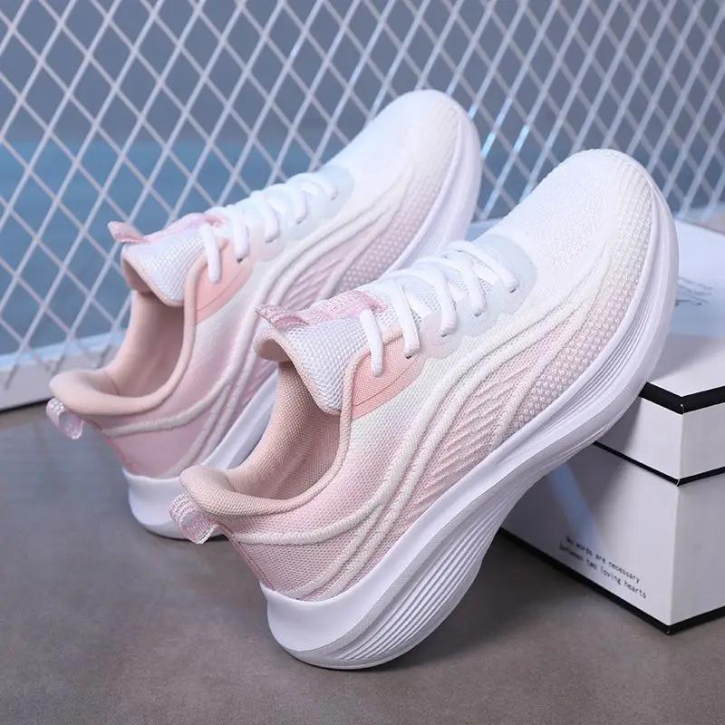 Модные женские туфли на шнуровке, легкие сетчатые кроссовки, нескользящая мягкая подошва, повседневная обувь для ежедневной ходьбы, легких упражнений