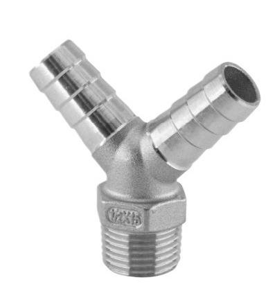 1/4" 3/8" 1/2" BSPT Наружная резьба x 8 10 12 15 19 20 мм Штуцер-тройник для шланга 3 направления 304 Нержавеющая сталь Фитинг для трубы Соединитель Разветвитель