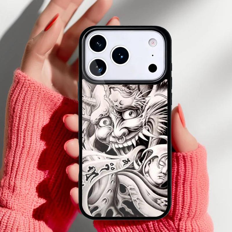 Японский чехол-маска Хання для iPhone 17 16 15 14 13 Pro Max Задняя крышка для 12 11 Pro Coque