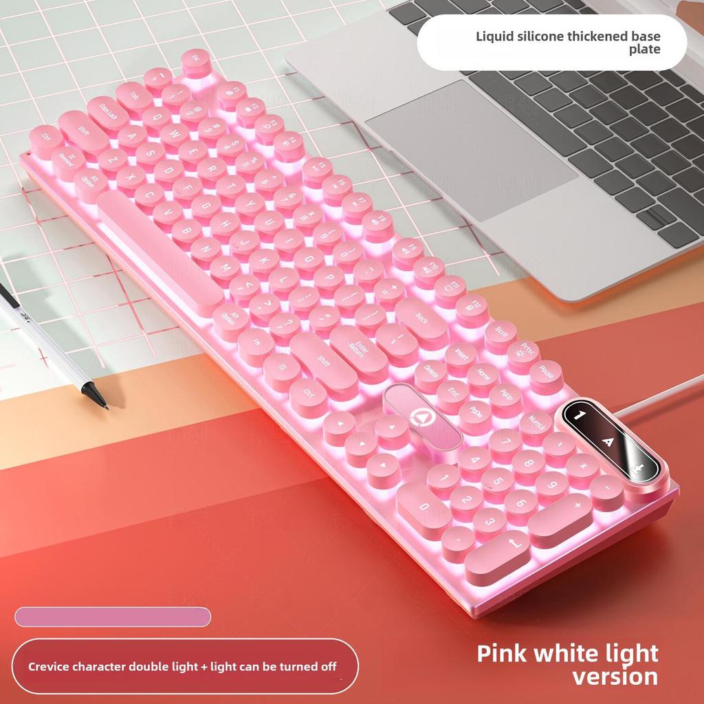 Проводная игровая клавиатура K600 с серебристой резьбой и колпачками в стиле панк