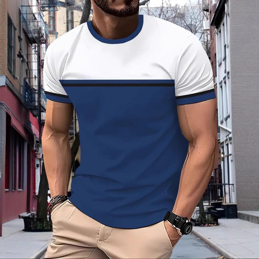 Мужская полосатая футболка с 3D-принтом, модная футболка с коротким рукавом в стиле хип-хоп, свободная повседневная футболка, дышащая, удобная, трендовая футболка с круглым вырезом