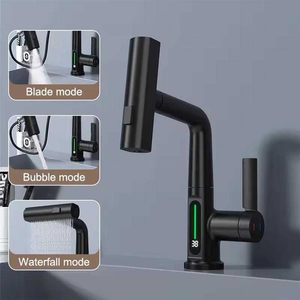 Ремонт ванной комнаты Смеситель с цифровым дисплеем Серый Удобная установка Универсальный дизайн смесителя Простая настройка