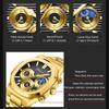 Men's Multifunction Quartz Watch Chronograph Luminous Water-Resistant Luxury Golden Steel Bracelet Men Moonswatch
