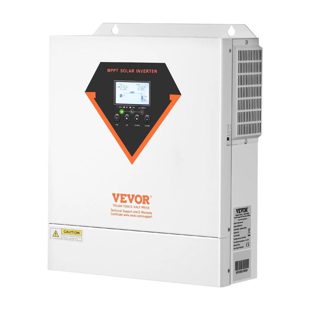 VEVOR Hybrid Solar Inverter, 3500W, All in One Pure Sine Wave Power Inverter Charger, 24V DC to Single-Phase 220/230V AC