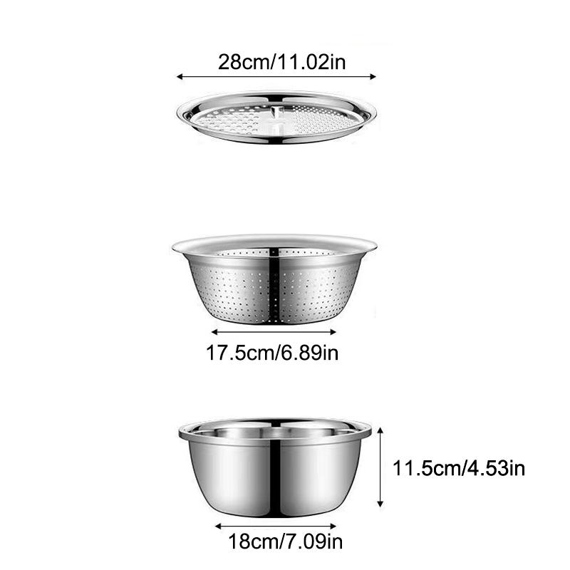 3 in 1 Multifunctional Stainless Steel Basin Kit with Grater, New 2026 Strainer Set Edition