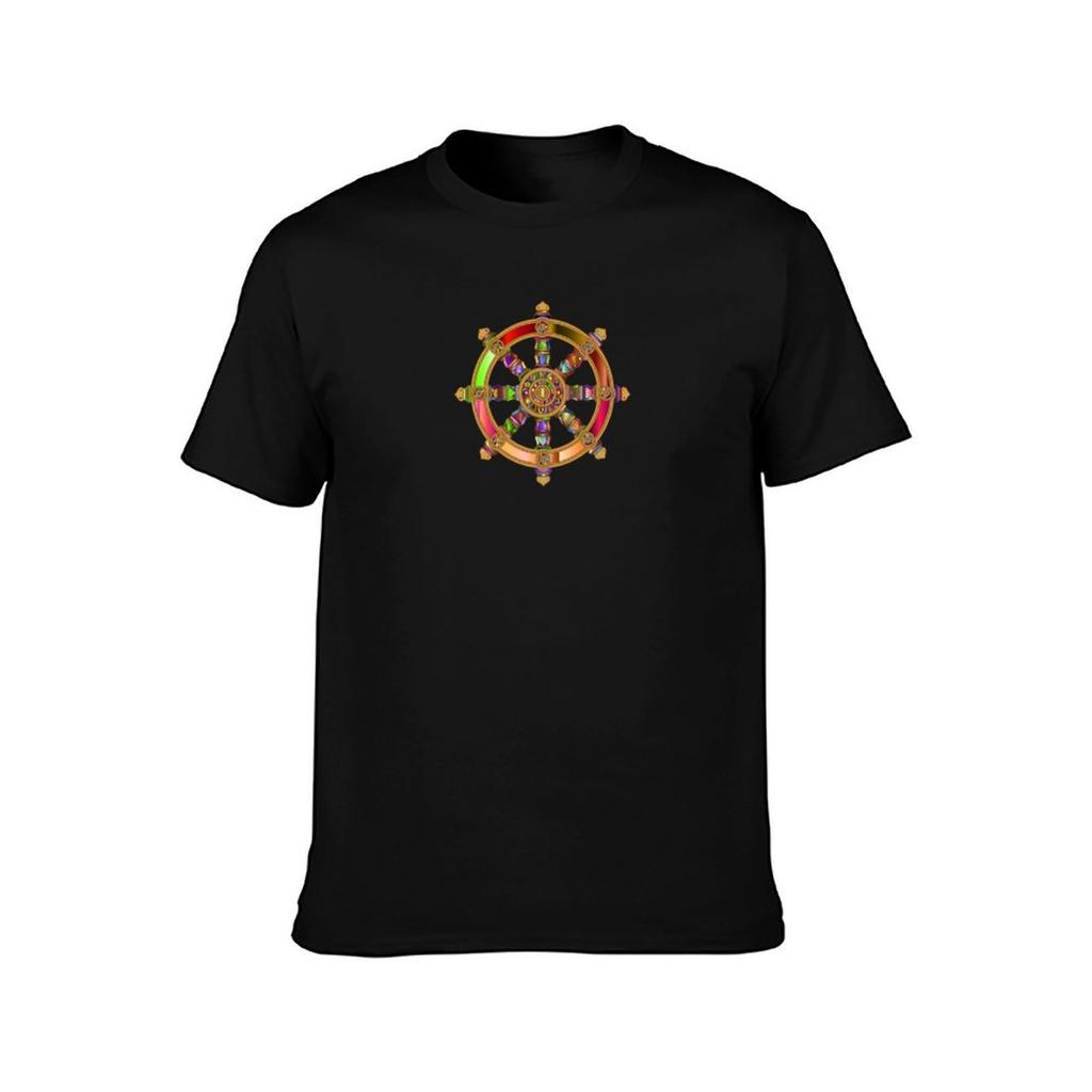 Buddhist dharma wheel prismatic T-Shirt anime stuff anime graphic t shirts clothing for men