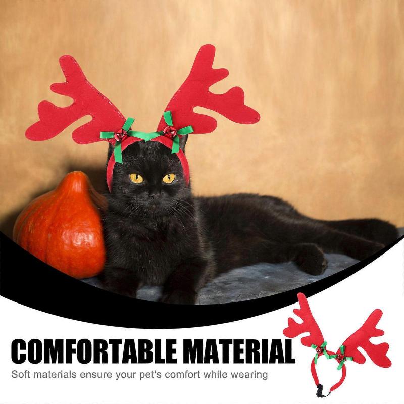 Pet Christmas Deer Horn Headband for 2Pcs Adjustable Cat and Dog