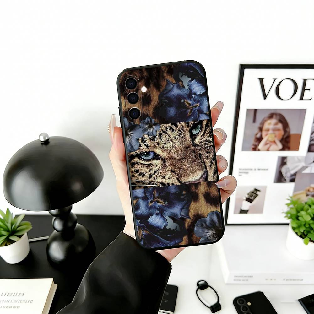 Модный чехол для телефона с леопардовым принтом для Samsung Galaxy A73, A72, A71, A70, A53, A52, A51, Мягкий силиконовый черный чехол